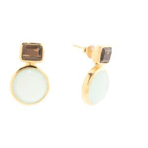 SHAANTI JEWELS  India 18kt Gold Plated Sterling Silver Aqua Calcite Earrings